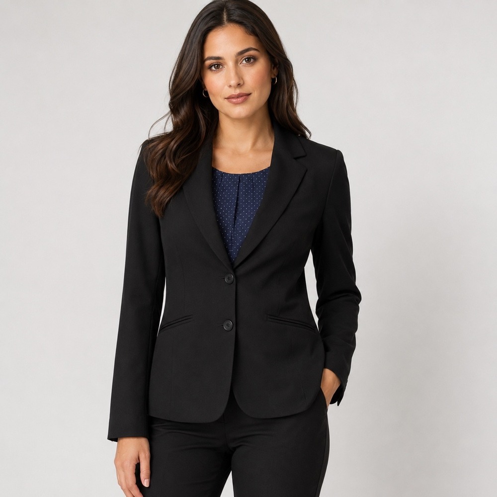 Talbots Womens Black Blazer Suit Jacket Size 4 Career Business Office